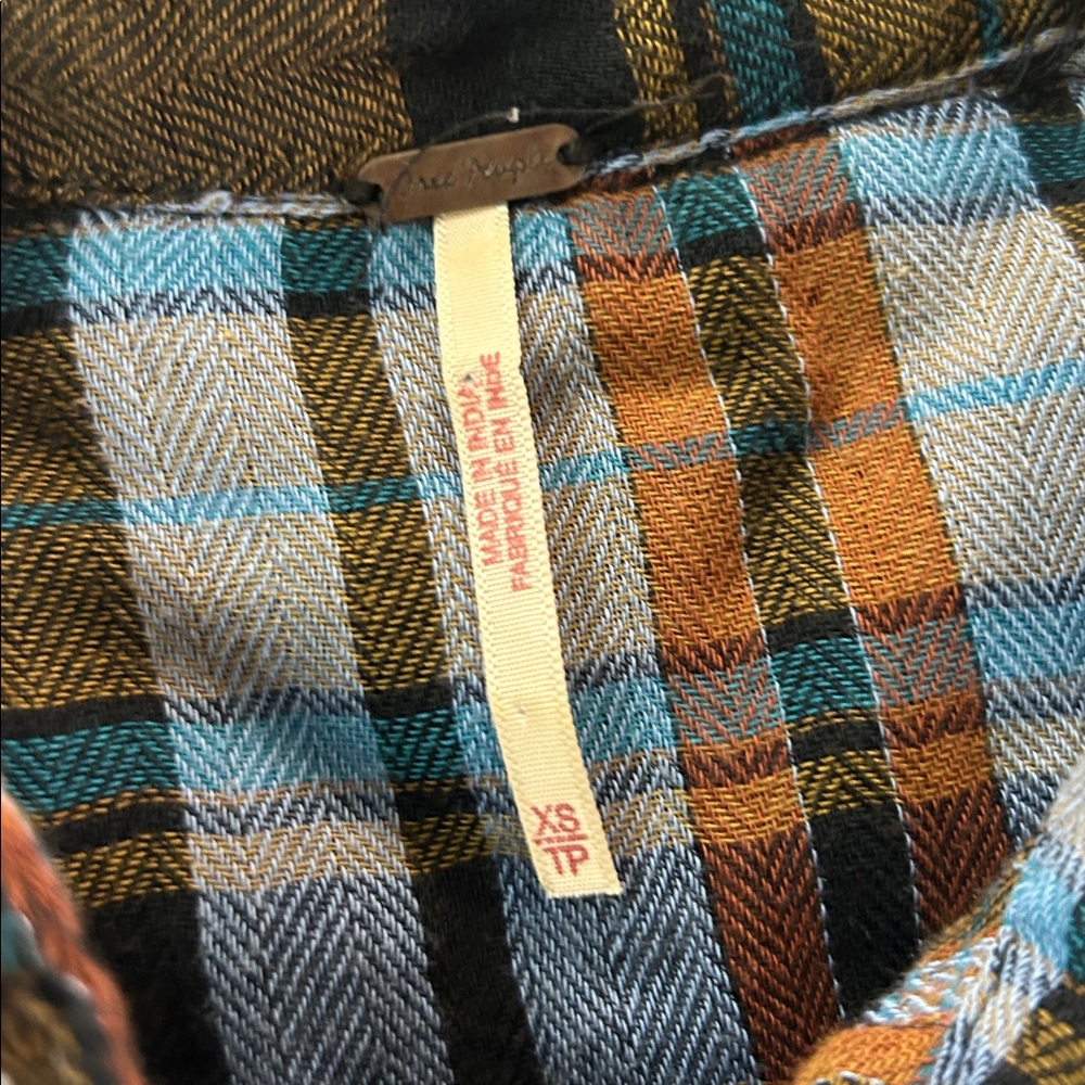 Free People Magical Plaid Embroidered Shirt Blue Size XS - Picture 8 of 10